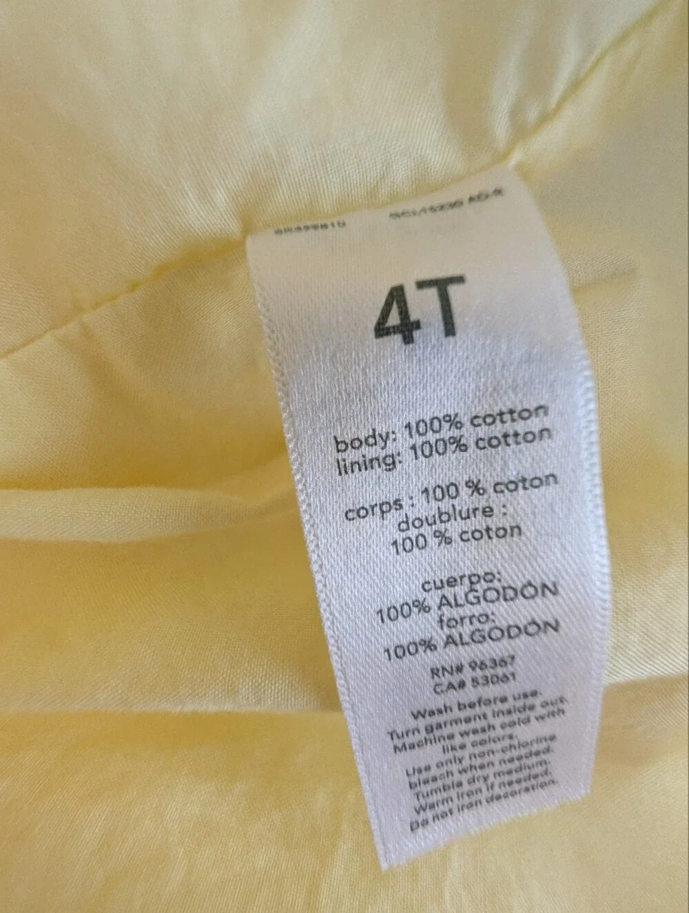 Oshkosh B'gosh Girls Yellow Dress Cotton Size 4T